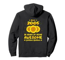 20. Geburtstag 20 Years Of Awesome Sunflower Lover Born 2005 Pullover Hoodie von GTee Vintage 20th Birthday Version 2025