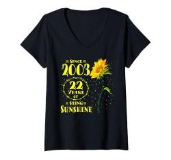 Damen 22. Geburtstag 22 Years of Sunshine Sunflower Lover Born 2003 T-Shirt mit V-Ausschnitt von GTee Vintage 22nd Birthday Version 2025