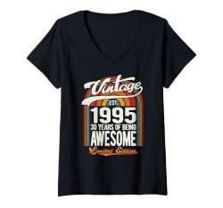 Damen 30 Years Of Awesome Born 1995 Limitierte Auflage zum 30. Geburtstag T-Shirt mit V-Ausschnitt von GTee Vintage 30th Birthday Version 2025