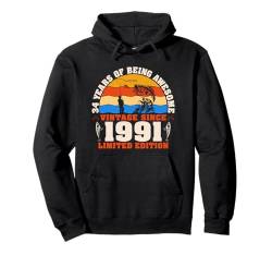 Vintage 34th Birthday 34 Years Old Fishing Lovers Born 1991 Pullover Hoodie von GTee Vintage 34th Birthday Version 2025