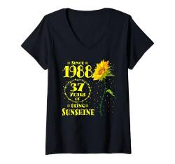 Damen 37. Geburtstag 37 Jahre Sunshine Sunflower Lover, geboren 1988 T-Shirt mit V-Ausschnitt von GTee Vintage 37th Birthday Version 2025