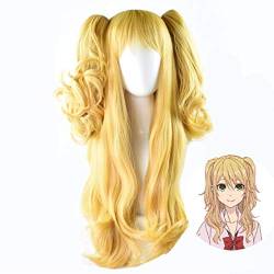 Cosplay Perücke-Neue Citrus Yuzu Aihara Cosplay Perücken 60cm lang Welliges hitzebeständiges Kunsthaar Perucas Cosplay Perücke+Haarnetz Gelb von GUANBBD