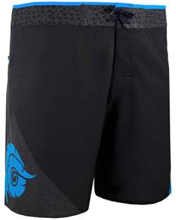 GUGGEN Mountain Badehose für Herren Boardshorts 1802 mit Nahtloser Reißverschlusstasche Surfshorts Badeshorts Beachshorts Männer mit Muster Schwarz Blau S von GUGGEN Mountain