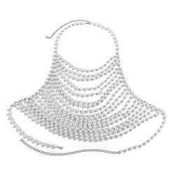 GUHEXIA Körperkette Körperkette Perlenkette Nachahmung Perlen Material Bikini Bauchkette Körperschmuck Geschenk für Modeliebhaber von GUHEXIA