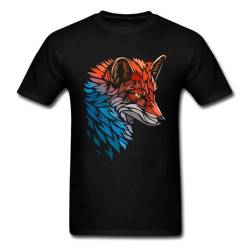 Tribal-Fox-Red-Blue-Tshirt-Classic-T-Shirt-Men-s-T-Shirts-Fashion-Crew-Neck-Clothes Black L von GUI KE