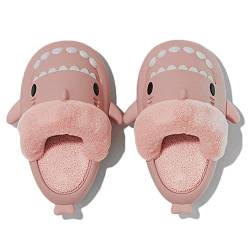 GULAKY Shark Slides Plüsch Hai Hausschuhe Damen/Herren Cloud Slippers Baumwolle Hai Schlappen,Baumwolle Rosa,38.39 von GULAKY