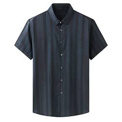 Herren Komfort-Hawaii-Hemd Sommerhemd Übergröße Gestreift Bedruckt Tropisches Feiertags-Shirt Lockeres Lässiges Trend-Kurzarm Hemd aus Stretch-Popeline Trachtenhemd Grün M von GUOCU