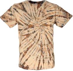 GURU SHOP Batik T-Shirt, Herren Kurzarm Shirt - Camel, Braun, Baumwolle, Size:L von GURU SHOP