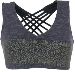 GURU SHOP Bikini Top, Bra Top, Bedrucktes Yoga Top aus Bio-Baumwolle, Anthrazit, Size:XL (42) von GURU SHOP