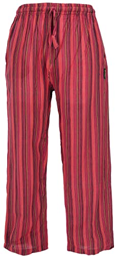 GURU SHOP Gestreifte Yogahose, Unisex Baumwoll-Goa-Hose, Rot, Baumwolle, Size:XL (52) von GURU SHOP