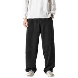 GURUNVANI Herren Cordhose Casual Weite Bein Hose Sweatpants Mehrfarbig, K20black, XXL von GURUNVANI