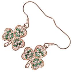 GWG Jewellery 18K Rosévergoldete Kleeblume mit Smaragdgrünen Steinen besetzt Ohrringe in Geschenkbox für Frauen von GWG Jewellery