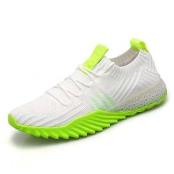 Damen Sneaker Weiss, Sneaker Damen, Bequeme mit Guter Dämpfung Fitnessstudio Laufschuhe Orthopädische Gummisohlen Sportschuhe Slip in Breite Füße Leicht Turnschuhe Strick Atmungsaktive Walkingschuhe von GXYANiaoy