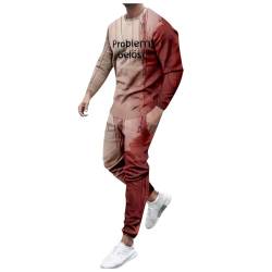 kostüm herren halloween, Problem Gelöst Halloween Trainingsanzüge Herren, Lang mit Blutigem Bedrucktes Jogginganzug Blutspritzer Muster Zweiteiler Hosen + Sweatshirt 2 Teiler Outfit Sportbekleidung von GXYANiaoy