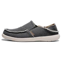 GYCF Herren Loafer Schuhe,Slip-on Segeltuch Segelschuhe,Halbschuhe Leicht Halbschuhe Atmungsaktive,Wander-Bootsschuhe Sneaker Schuhe,Schwarz,46EU von GYCF