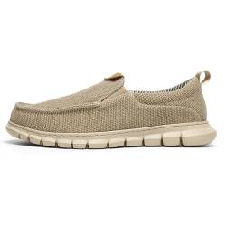 GYCF Herren Mokassin,Herren Reinschlüpfen Schuhe Sommerschuhe Herren Leicht Loafers,Comfort Halbschuhe Bootsschuhe Weich Flache Fahrende Schuhe,Khaki,43EU von GYCF