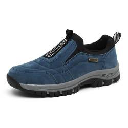 GYCF Trekking Wanderschuhe für Herren,wasserdichte Slip On Schuhe,Orthopädische Schuhe,Bequeme Leicht Atmungsaktiv Lauf-Sneaker für Männer Weich,Blau,47EU von GYCF