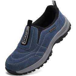 GYCF Walkingschuhe Slip On Sneaker mit Dicker Sohle,Orthopädische Schuhe Herren,Bequeme Leicht Atmungsaktiv Lauf-Sneaker für Männer Weich,Blau,45EU von GYCF