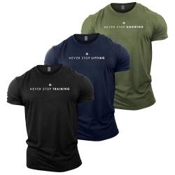 GYMTIER Gym Kleidung für Herren – Gym T-Shirt Bodybuilding Workout T Shirt Training Top MMA Herren Active Wear, Neverstop 1, S von GYMTIER