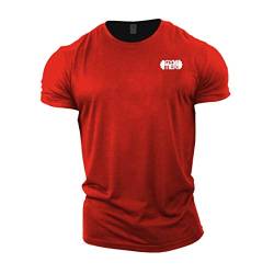 GYMTIER Fitness T Shirt mit schlichtem Logo Bodybuilding Trainingsoberteil, Rot, 4XL von GYMTIER