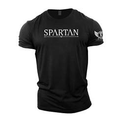 GYMTIER Spartan Forged – Spartan – Herren-T-Shirt, Bodybuilding, Training, Workout, Lifting, Top Kleidung, Schwarz , XL von GYMTIER
