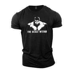 Gymtier Bodybuilding-T-Shirt für Herren – „Beast Within“ – Trainings-Top Gr. XXXX-Large, Schwarz von GYMTIER