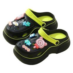 Clogs Mode Sommer-Frauen-Clogs Atmungsaktiven Leichten Dicken Schuhen Sandalen Lässige Hausschuhe-Schwarz-37-38 von GYSMRIWG