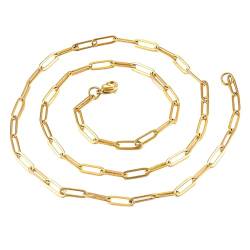 GZHENGZG Herrenhalsketten und Damenschmuck Büroklammer-Gliederkette für Frauen, Armbänder und Halsketten, goldene Farbe, Hochzeitsschmuck-Sets, Modegeschenke, Geschenk von GZHENGZG