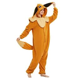 GZHOK Frauen Männer Plüsch Einteiler Cosplay Nachtwäsche Unisex Adult Kostüm Pyjamas Die Weihnachtszeit Schlafanzüge(L(5'7"-5'10"),Yellow) von GZHOK