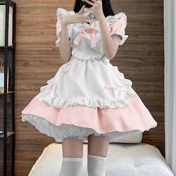 GZYshoyao Anime French Maid Dress Niedliche Maid Cosplay Kleid für Halloween Maid Kostüm Outfit Set Rosa für Halloween Karneval Kostüm von GZYshoyao