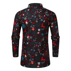 Weihnachtshemd Herren 3D Druck Herren Weihnachten Freizeithemd Langärm Slim Fit Lustige Funky Hemden Männer Weihnachten Hemd Lustige Christmas Shirt Freizeitkleidung M-XXL von GZYshoyao