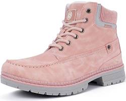 Gaatpot Damen Winterschuhe Warmfutter Gefüttert Schneestiefel Kurzschaft Stiefel Flache rutschfest Trekkingschuhe Winter Schneeboot Pink 39EU von Gaatpot