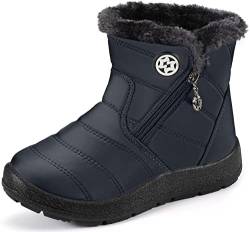 Gaatpot Kinder Winterschuhe Jungen Mädchen Winterstiefel Schneestiefel Wasserdicht Warm gefütterte Schlupfstiefel Schuhe Blau#2 30.5 EU/31 CN von Gaatpot