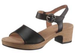 Sandalette GABOR "KRETA" Gr. 39, schwarz, Damen, Kalbsleder, unifarben, Schuhe, Blockabsatz, Sommerschuh, Sandale mit Zierschnalle, Weite G (weit) von Gabor