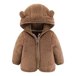 Kleinkind Baby Jungen Mädchen Fleece Kapuzenjacke mit Ohren Warme Kinder Cartoon Bär Reißverschluss Outwear 0-24 Monate von Gajaous