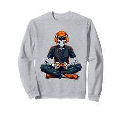 Halloween Skelett Gamer Video Gaming Jungen Herren Kinder Sweatshirt von Gamer Skeleton Headphones Funny Gaming Skeleton