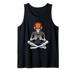 Halloween Skelett Gamer Video Gaming Jungen Herren Kinder Tank Top von Gamer Skeleton Headphones Funny Gaming Skeleton