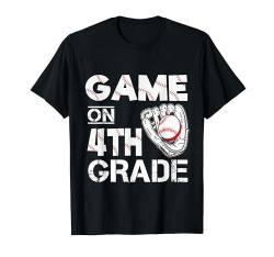 Lustige Spiele am ersten Schultag des Baseballs der vierten Klasse T-Shirt von Games On Grade Baseball Lover Back To School Kid