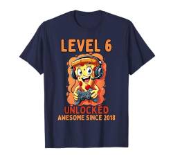 Cool Pizza Gaming Birthday 6 Years Old Level 6 Unlocked T-Shirt von Gaming Lovers Funny Pizza Gamer Birthday Apparel