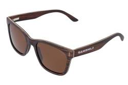 Gamswild Holzbrille WM0011 Sonnenbrille Panto Mode Brille Damen Herren | Glas grau | Gals G15 | Glas braun | Glas blau, Farbe: Glas Braun von Gamswild