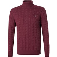 Gant Herren Rollkragenpullover rot Baumwolle unifarben von Gant