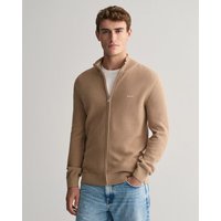 Gant Strickjacke COTTON PIQUE ZIP CARDIGAN mit Logostickerei auf der Brust von Gant