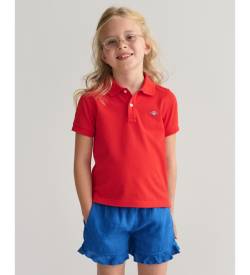 Gant Unisex für Kinder. 802546 Shield Piqué-Poloshirt rot (5/6años= 110/116cm), Lässig, Kurzarm, Bio-Baumwolle, Nachhaltig, Kinderbekleidung von Gant