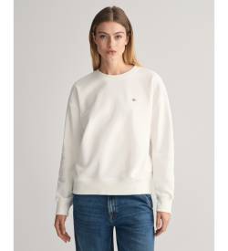 Gant für Damen. 4201414 Shield Sweatshirt mit Rundhalsausschnitt weiß (XL), Lässig, Baumwolle von Gant