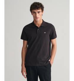 Gant für Herren. 2210 Regular Fit Shield Pique-Poloshirt schwarz (M), Lässig, Baumwolle, Kurzarm von Gant