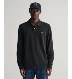 Gant für Herren. 2230 Shield Piqué-Poloshirt schwarz (M), Lässig, Baumwolle, Langarm von Gant