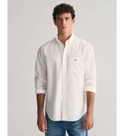 Gant für Herren. 3000100 Hemd Regular Fit Popeline weiß (L), Lässig, Baumwolle, Langarm von Gant