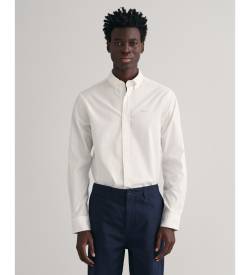 Gant für Herren. 3000300 Pinpoint Oxford Regular Fit Hemd weiß (L), Lässig, Baumwolle, Langarm von Gant