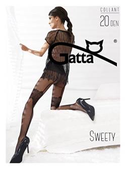 Gatta Fashion Sweety 05-20den - sexy gemusterte Strumpfhose mit heißem Strapsemuster - Größe 4-L - Schwarz von Gatta