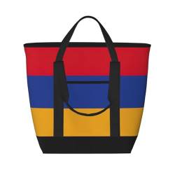 GaxfjRu Damenhandtasche mit Flagge von Armenien, wiederverwendbar, gekühlt, geeignet für Picknicks und Strand-Camping, Schwarz, Einheitsgröße von GaxfjRu